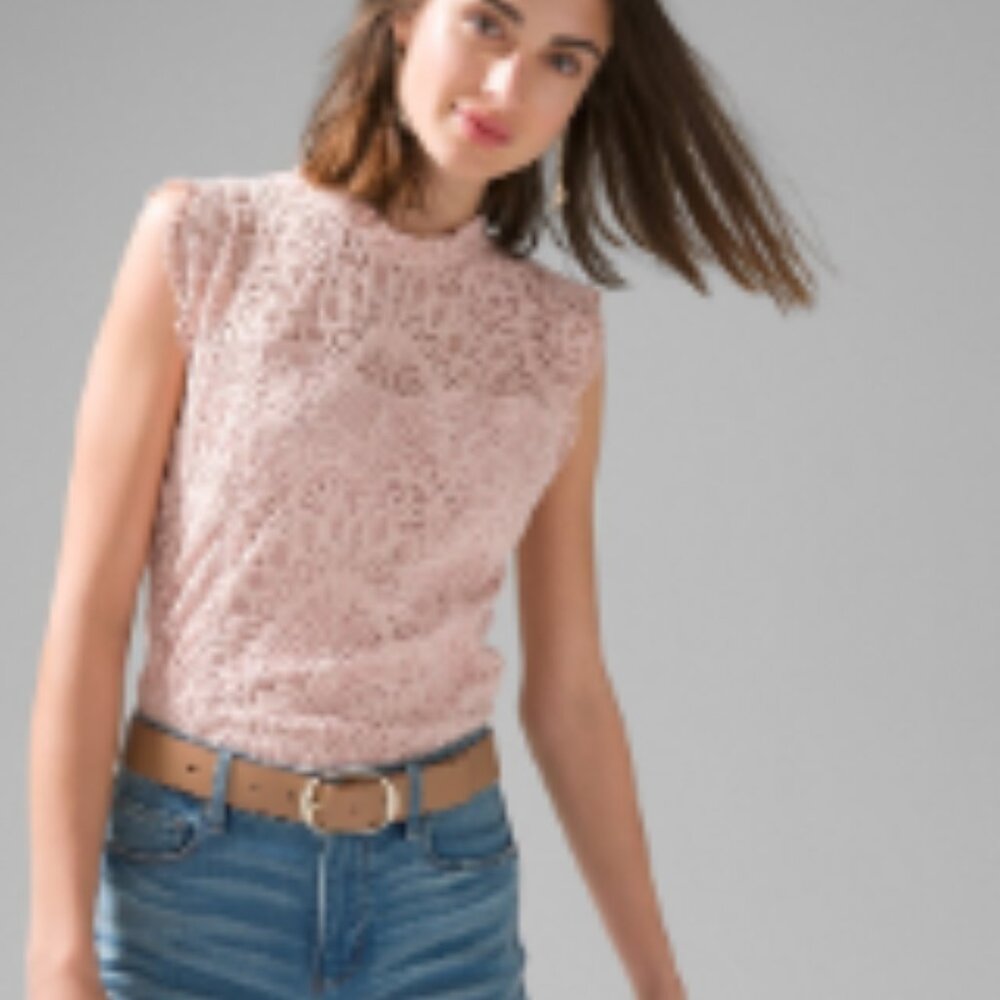 White House Black Market Lace Overlay Shell